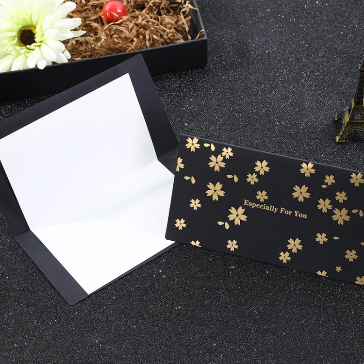 TBD0559511601_B3.webp 12 PCS Black Bronzing Greeting Card Holiday High-End Golden Blessing Greeting Card With Envelope - Image 4