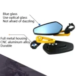 Electric Bike Motorcycle Modified Reversing Retro Rearview Handle Mirror All Aluminum Reflective Rearview Mirror - Image 3