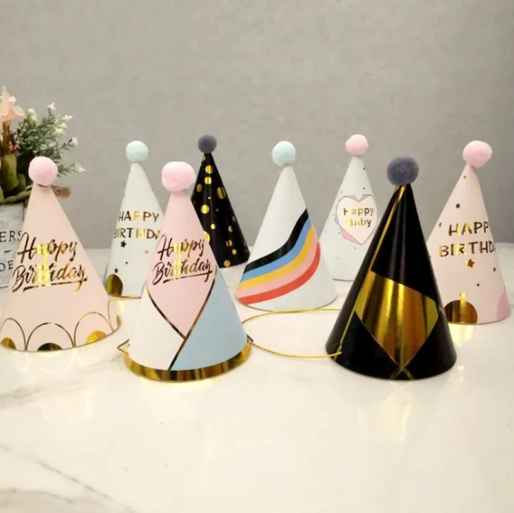 TBD0560164601_B2.webp 10 PCS Children Adult Birthday Party Hat Fur Ball Birthday Paper Hat - Image 3