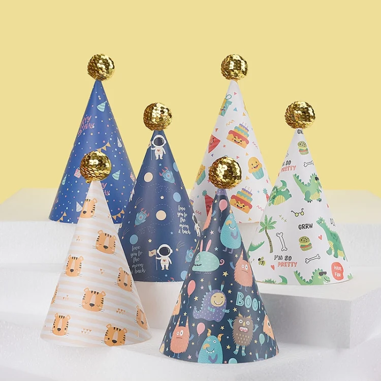 TBD0560165201_B1.webp 20 PCS Cute Children Bronzing Birthday Hats Cake Baking Decoration Party Hats - Image 2