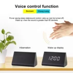 Mute Luminous Electronic Clock Wooden Sound Control Small Triangle Alarm Clock - Image 4