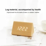 Mute Luminous Electronic Clock Wooden Sound Control Small Triangle Alarm Clock - Image 8