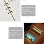 Business Notebook Imitation Leather PU Tri-Fold Loose-Leaf Notepad - Image 5
