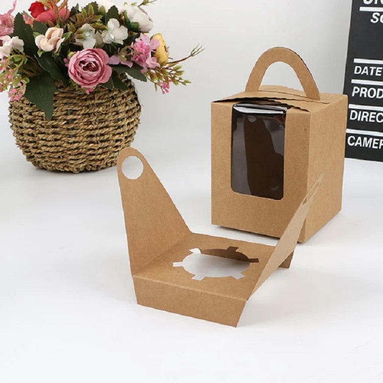 TBD0560900201_B2.webp 30 PCS Transparent Window 1 Piece Cardboard Portable Cup Cake Box Mousse Pastry Box - Image 3