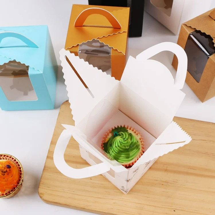TBD0560900201_B3.webp 30 PCS Transparent Window 1 Piece Cardboard Portable Cup Cake Box Mousse Pastry Box - Image 4