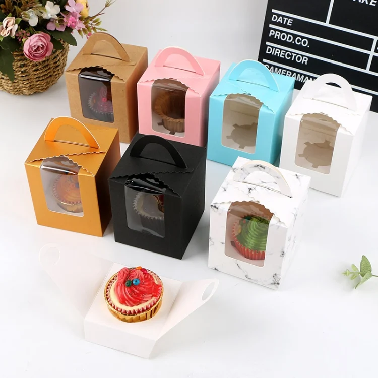 TBD0560900201_B4.webp 30 PCS Transparent Window 1 Piece Cardboard Portable Cup Cake Box Mousse Pastry Box - Image 5