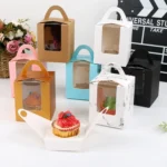 30 PCS Transparent Window 1 Piece Cardboard Portable Cup Cake Box Mousse Pastry Box - Image 6