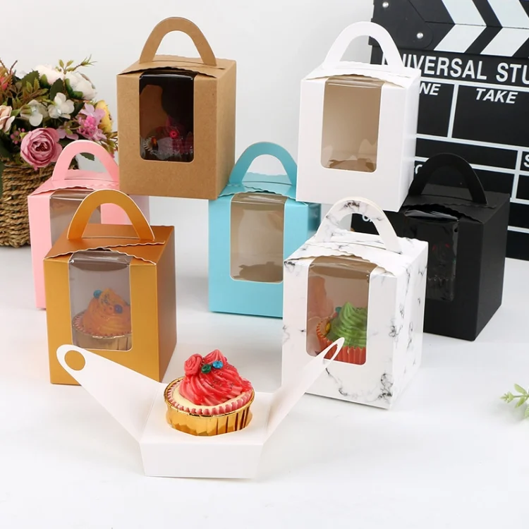 TBD0560900201_B5.webp 30 PCS Transparent Window 1 Piece Cardboard Portable Cup Cake Box Mousse Pastry Box - Image 6
