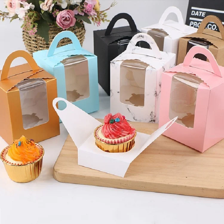 TBD0560900201_B6.webp 30 PCS Transparent Window 1 Piece Cardboard Portable Cup Cake Box Mousse Pastry Box - Image 7