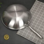 Household 304 Stainless Steel Oil-free and Uncoated Flat-bottom Wok Suitable for Induction Cooker Gas - Image 3