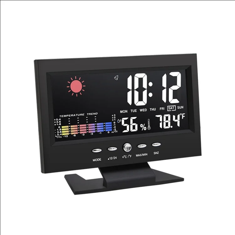8082T Weather Forecast Clock LED Color Screen Perpetual Calendar Temperature And Humidity Intelligent Voice Control Electronic Alarm Cloc,Specification: