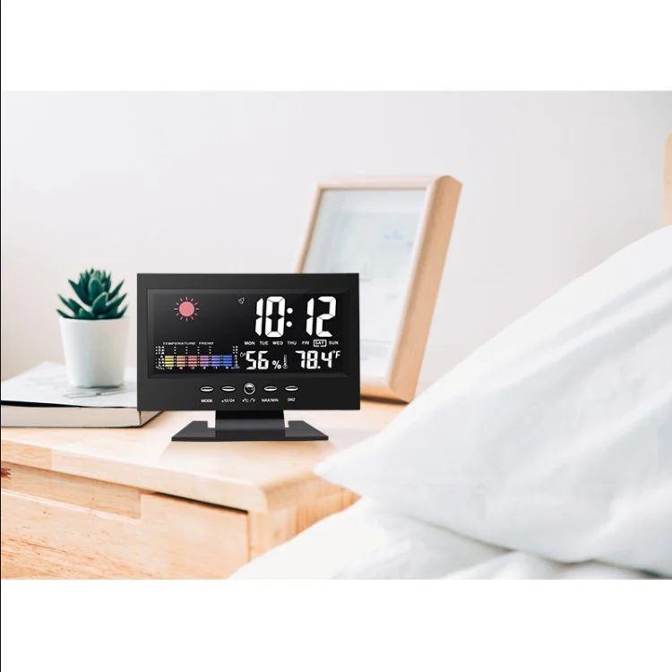 TBD0561086601_B10.webp 8082T Weather Forecast Clock LED Color Screen Perpetual Calendar Temperature And Humidity Intelligent Voice Control Electronic Alarm Cloc,Specification: - Image 11