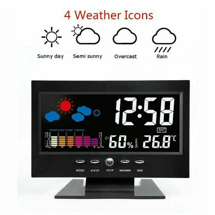 TBD0561086601_B6.webp 8082T Weather Forecast Clock LED Color Screen Perpetual Calendar Temperature And Humidity Intelligent Voice Control Electronic Alarm Cloc,Specification: - Image 7