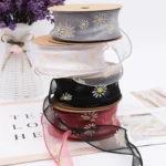 Small Daisy Mermaid Ribbon Flower Bouquet Handwriting Snow Yarn Ribbon - Image 3