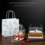 50 Pieces Portable Long Cake Roll Transparent Box Pastry Baking Packaging Box - Image 2