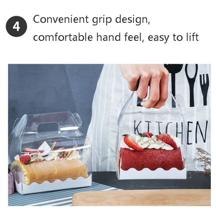 TBD0561557401_B5.webp 50 Pieces Portable Long Cake Roll Transparent Box Pastry Baking Packaging Box - Image 6