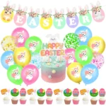 Easter Party Decoration Sequined Balloon Cake Flag Set