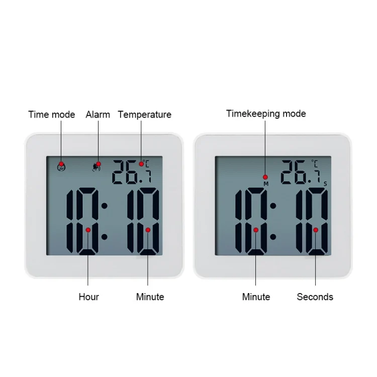 TBD05617531_3.webp Waterproof Wall Clock LCD Bathroom Clock Kitchen Electronic Alarm Clock - Image 4