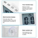 Waterproof Wall Clock LCD Bathroom Clock Kitchen Electronic Alarm Clock - Image 5