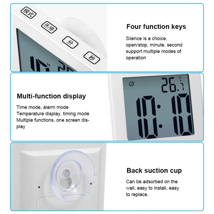 TBD05617531_4.webp Waterproof Wall Clock LCD Bathroom Clock Kitchen Electronic Alarm Clock - Image 5