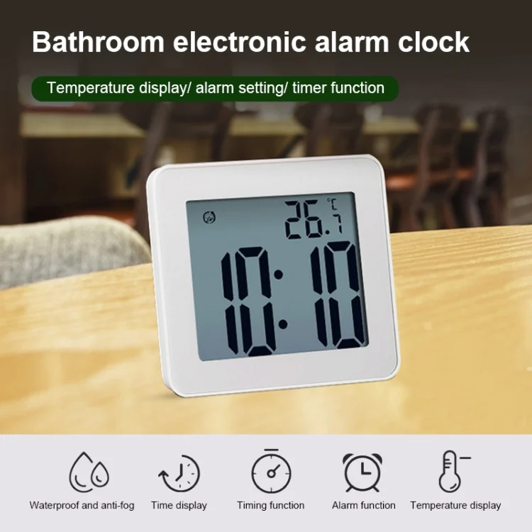 TBD05617531_6.webp Waterproof Wall Clock LCD Bathroom Clock Kitchen Electronic Alarm Clock - Image 7
