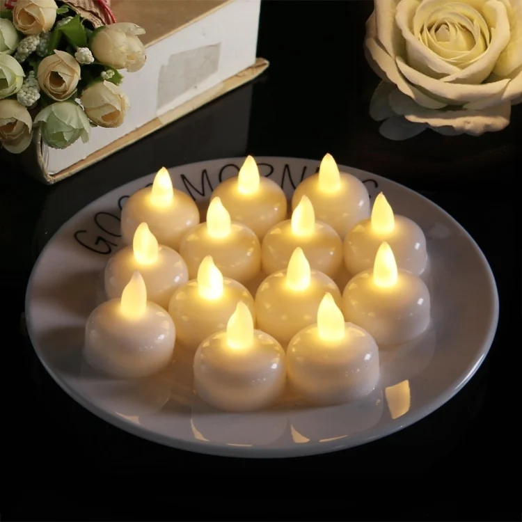 12 PCS Waterproof Candles SPA Shower Water Decorative Candle Lights LED Floating Candles