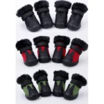 4 PCS/Set Pet AutumnWinter Thicken Cotton Shoes Dog Warm And Non-Slip Shoes - Image 4