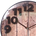 Simple Retro Imitation Wood Grain Three-dimensional Digital Round Wall Clock - Image 3