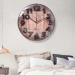 Simple Retro Imitation Wood Grain Three-dimensional Digital Round Wall Clock - Image 6