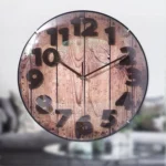 Simple Retro Imitation Wood Grain Three-dimensional Digital Round Wall Clock - Image 10