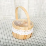 Wood Chip Floral Arrangement Flower Basket, Style: Round