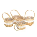 Wood Chip Floral Arrangement Flower Basket, Style: Round - Image 2