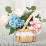 Wood Chip Floral Arrangement Flower Basket, Style: Round - Image 4