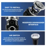 Food Garbage Disposer 7 Levels Grinding Connectable For Dishwasher - Image 6