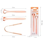 Tongue Cleaner Bad Breath Stainless Steel Cleaning Brush Tongue Scraper + Two-piece Set (Rose Gold ) - Image 2