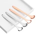 Tongue Cleaner Bad Breath Stainless Steel Cleaning Brush Tongue Scraper + Two-piece Set (Rose Gold ) - Image 3