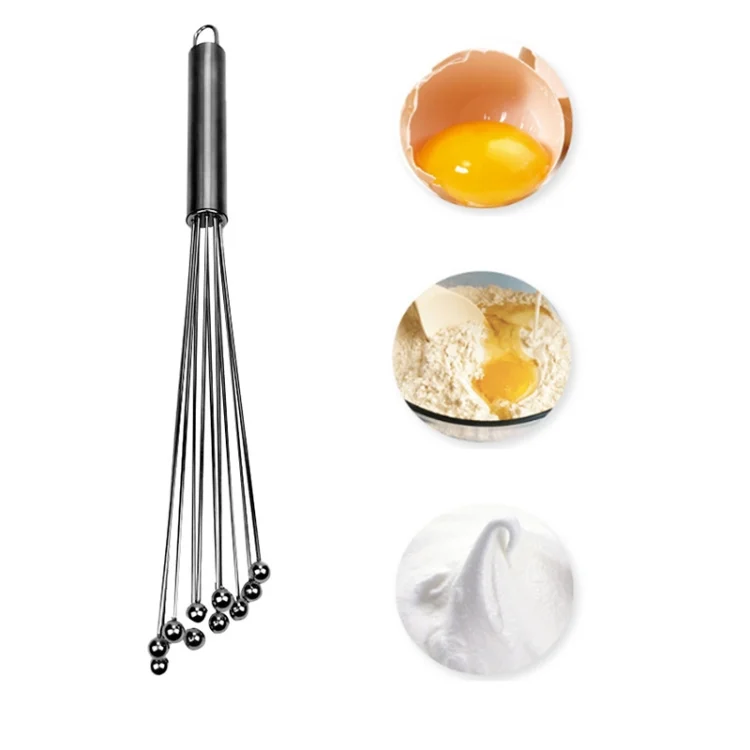 TBD0563183901.webp Manual Whisk Stainless Steel Glass Bead Egg Whisk Kitchen Household Hand-Held Baking Tools Type A 12 Inch - Image 1