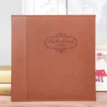 12-Inch 20-Page/40P Leather Cover Photo Album Commemorative Growth Book Retro Laminated Self-Adhesive DIY Photo Album