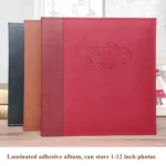 12-Inch 20-Page/40P Leather Cover Photo Album Commemorative Growth Book Retro Laminated Self-Adhesive DIY Photo Album - Image 2