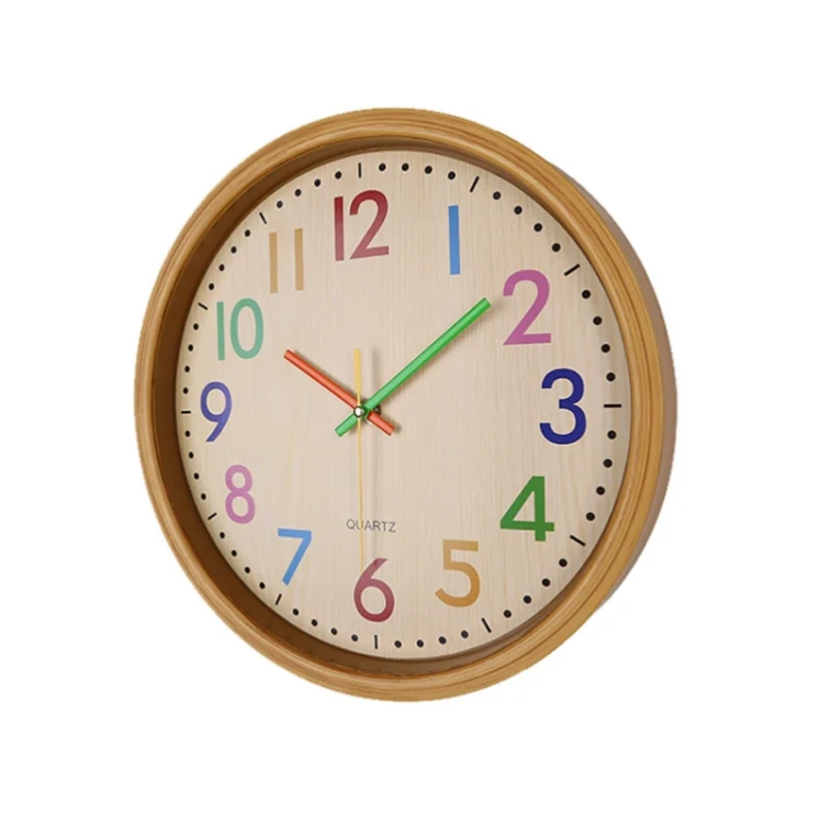 TBD05642950_1.webp 12 Inch Living Room Creative Color Wood Grain Wall Clock Quartz Clock  Classroom Children  Personality Wall  Clock - Image 2
