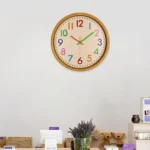 12 Inch Living Room Creative Color Wood Grain Wall Clock Quartz Clock  Classroom Children  Personality Wall  Clock - Image 6