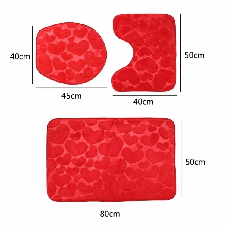 TBD056470301C_3.webp 1 Set Three-Piece Set Flannel Anti-Slip Kitchen Bath Toilet Rug Mat Washable Carpet - Image 4