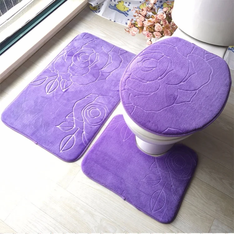 TBD056470301C_4.webp 1 Set Three-Piece Set Flannel Anti-Slip Kitchen Bath Toilet Rug Mat Washable Carpet - Image 5