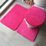 1 Set Three-Piece Set Flannel Anti-Slip Kitchen Bath Toilet Rug Mat Washable Carpet - Image 6