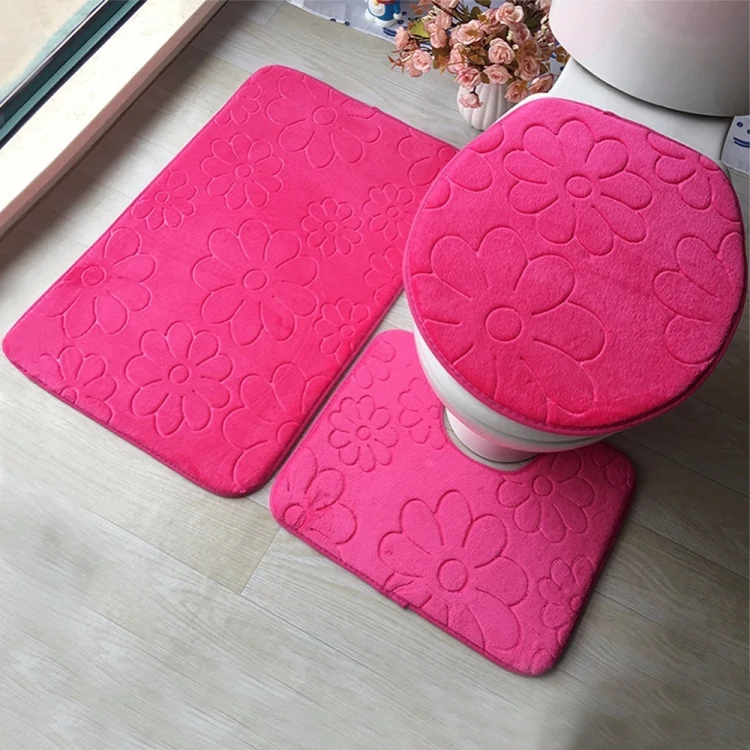 TBD056470301C_5.webp 1 Set Three-Piece Set Flannel Anti-Slip Kitchen Bath Toilet Rug Mat Washable Carpet - Image 6
