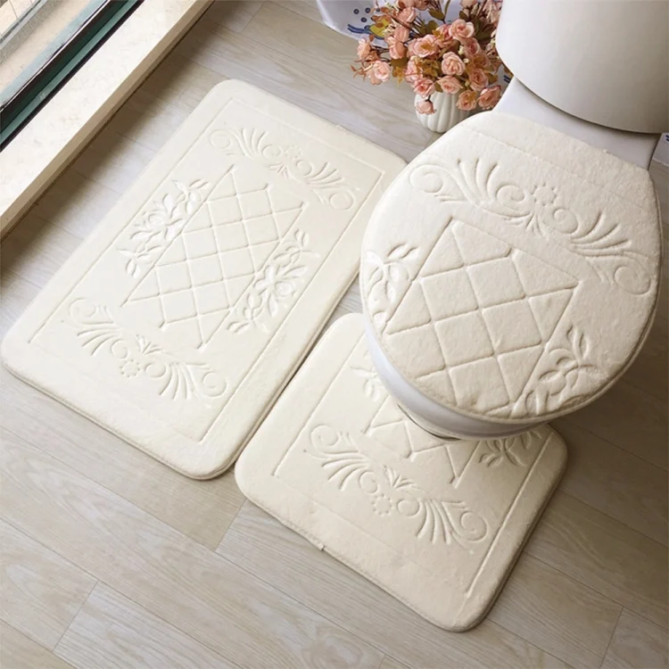 TBD056470301C_6.webp 1 Set Three-Piece Set Flannel Anti-Slip Kitchen Bath Toilet Rug Mat Washable Carpet - Image 7