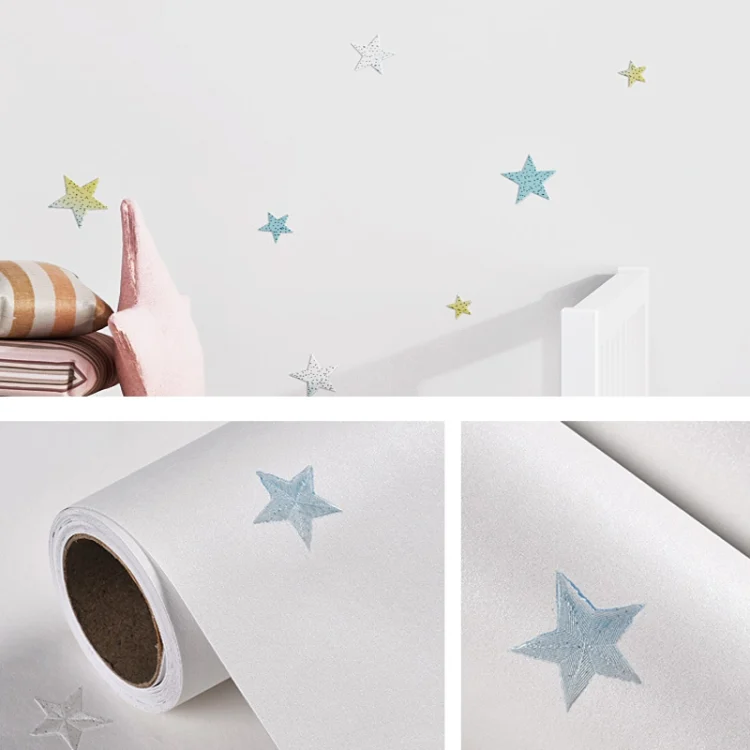 3D Stars Moon Self-Adhesive Wallpaper Mediterranean Children Wall Sticker