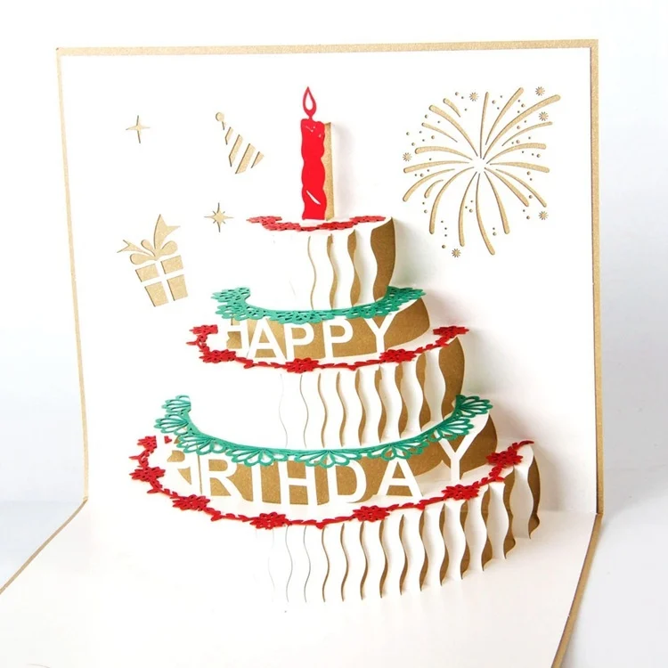 TBD0564820101_B1.webp 2 PCS 3D Three-Dimensional Cake Birthday Card Children Handmade Gift Small Card - Image 2