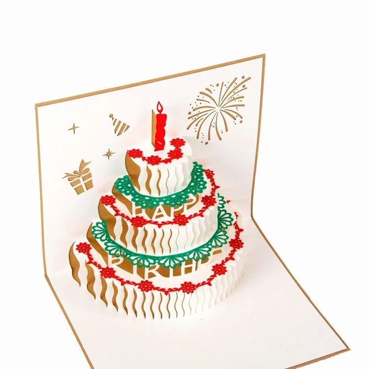 TBD0564820101_B2.webp 2 PCS 3D Three-Dimensional Cake Birthday Card Children Handmade Gift Small Card - Image 3