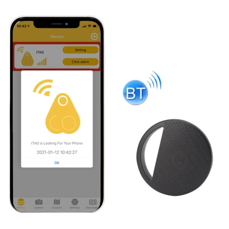 HYC-S9 2 PCS Round Bluetooth Object Finder Mobile Phone Tracking Locator Anti-Lost Two-Way Alarm